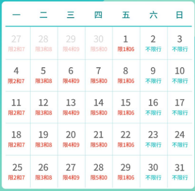北京限号2023年12月最新限号时间表
